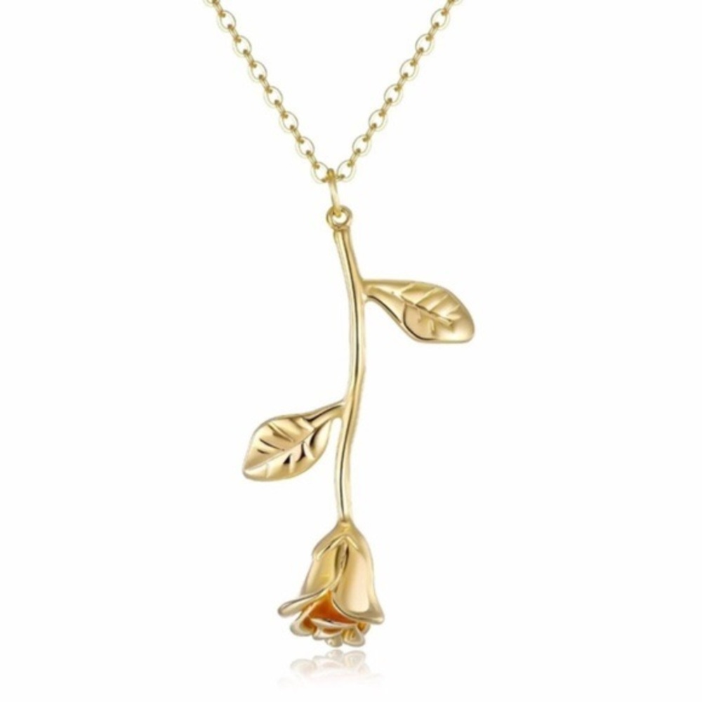 Gold Rose Statement Pendant Necklace